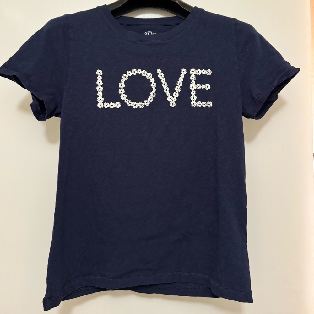 J. Crew Women’s Tee Medium Blue ‘Love’ soft
